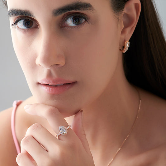 Pear Halo Engagement Ring - MQ
