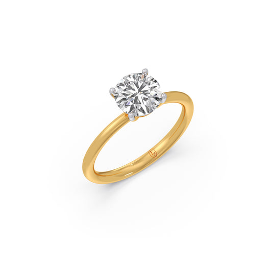 Round Petite Solitaire Engagement Ring - Yellow