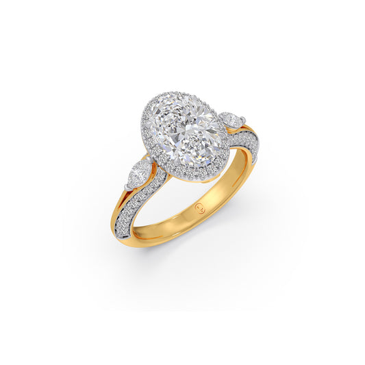 Oval Classic Halo Engagement Ring - Yellow