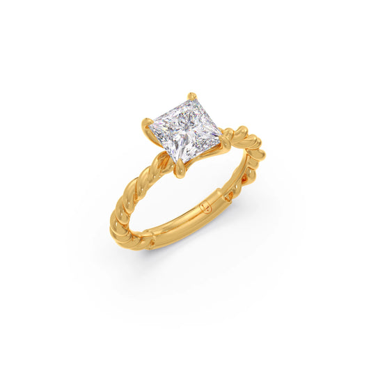 1.96ct Princess Cut Solitaire Engagement Ring - Yellow
