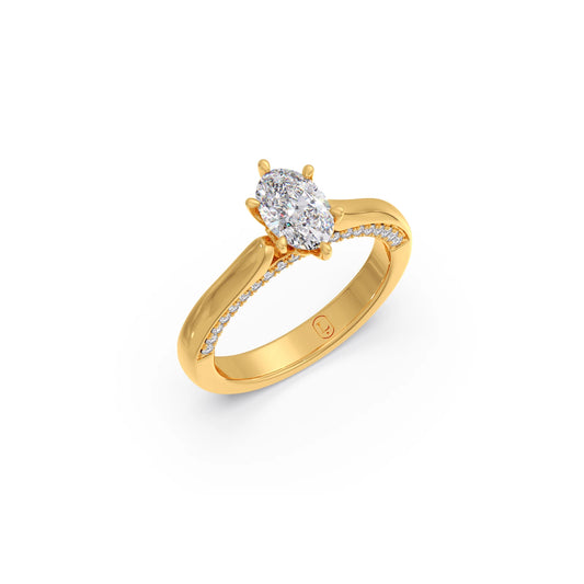 Oval Hidden Halo Engagement Ring - Yellow