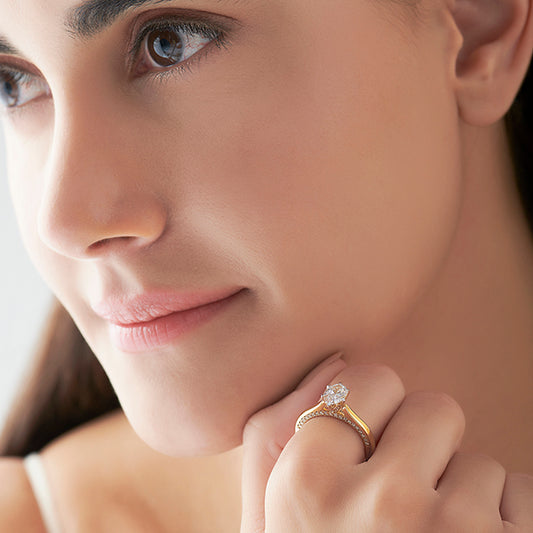 Oval Hidden Halo Engagement Ring - MQ