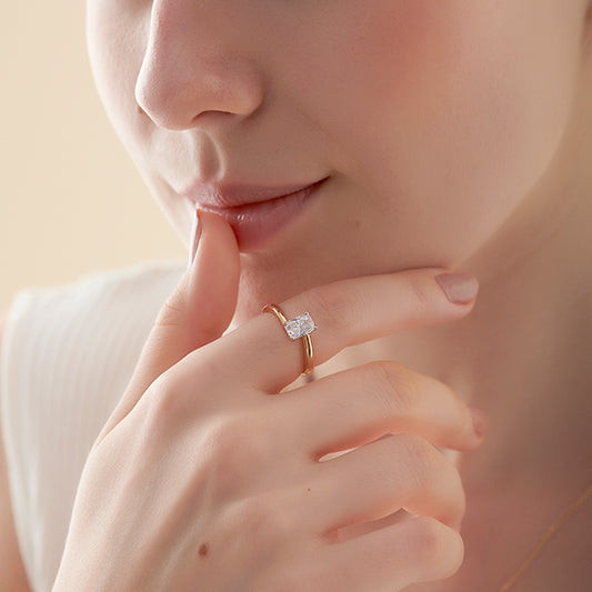 Radiant Cut Twist Solitaire Engagement Ring - MQ