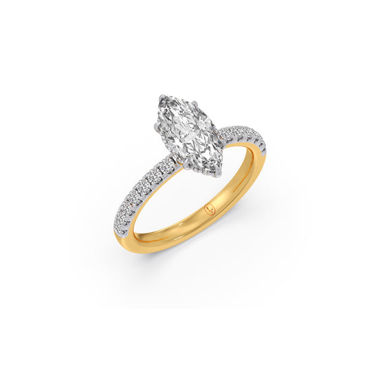 Marquise Diamond Pavé Engagement Ring - Yellow