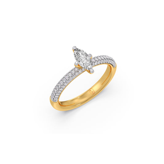 Marquise Solitaire Pave Engagement Ring - Yellow
