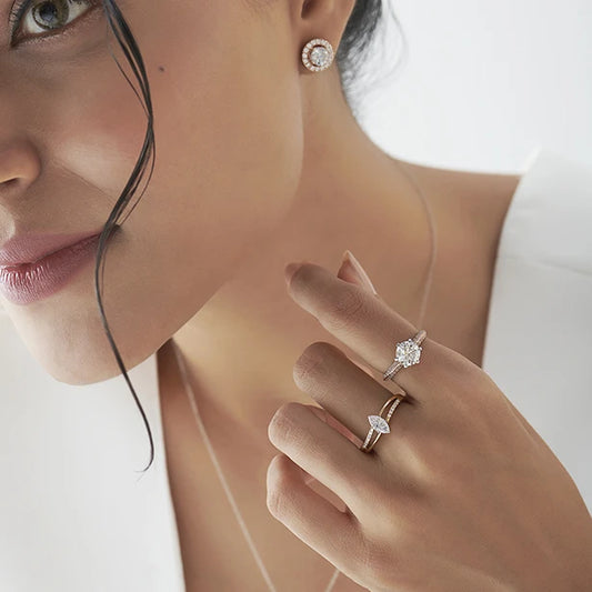 Marquise-Cut Diamond Split Shank Ring - MQ