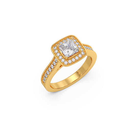 Royal Princess Halo Engagement Ring - Yellow