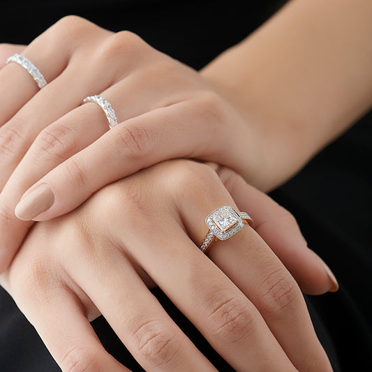 Royal Princess Halo Engagement Ring - MQ