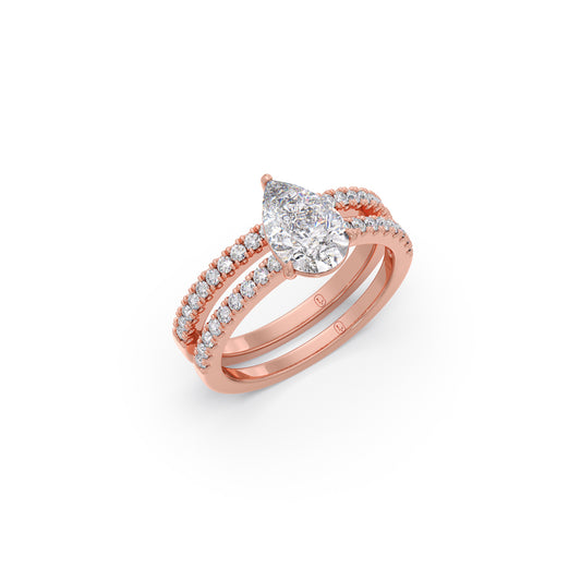 Stackable Pear- Cut Engagement Ring - Rose