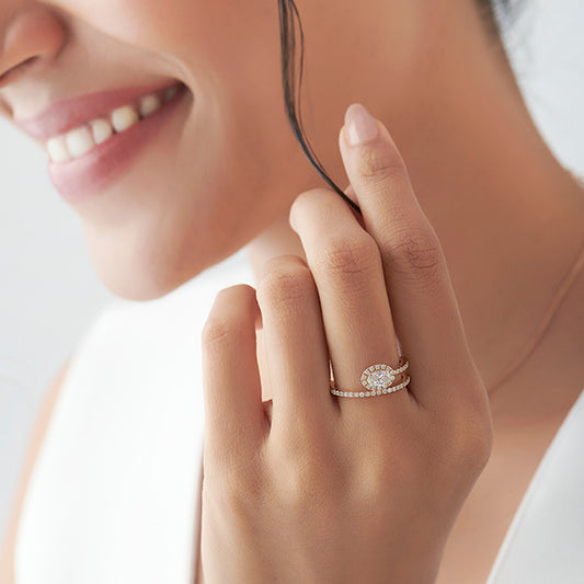 Oval Halo  Ring with Split Shank - MQ
