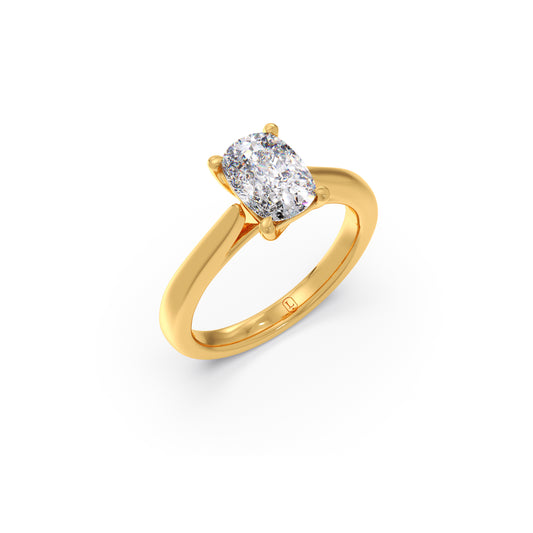 Cushion Cut Classic Solitaire Engagement Ring - Yellow