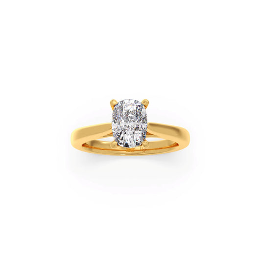 Cushion Cut Classic Solitaire Engagement Ring - Yellow