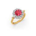 Pear and Round Diamond Halo Ring with Center Gemstone