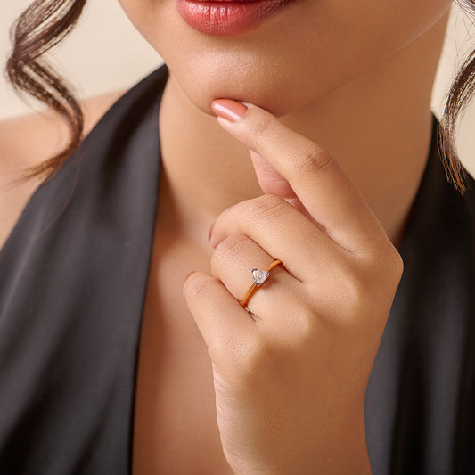 Half Bezel Set Trillion Cut Solitaire Ring - MQ