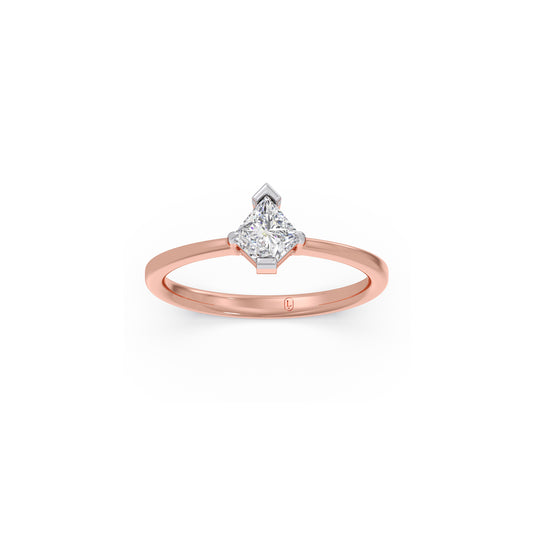 Glistening Coffin-Cut Solitaire Ring - Rose