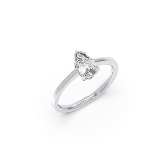 Serenity Pear Solitaire Diamond Ring - White