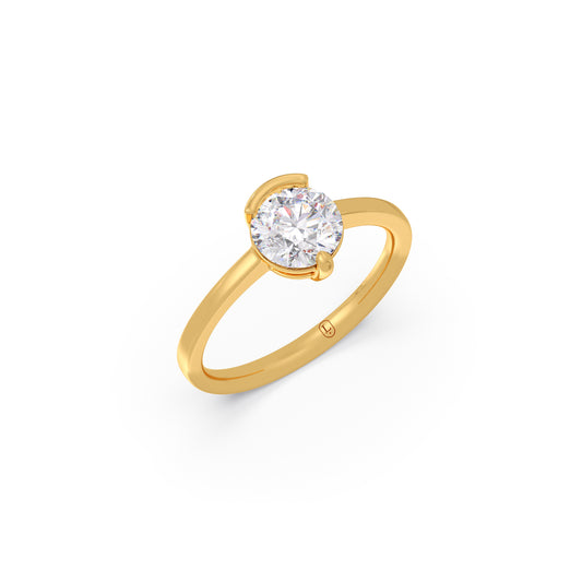 Portuguese Solitaire Half Bezel Diamond Ring - Yellow