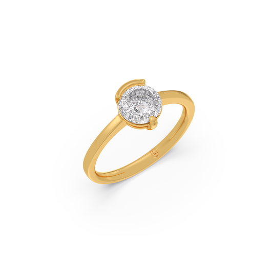 Portuguese Solitaire Half Bezel Diamond Ring - Yellow