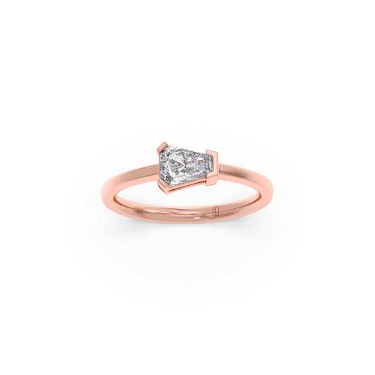 Ellipse Pin-Cut Solitaire Ring - Rose