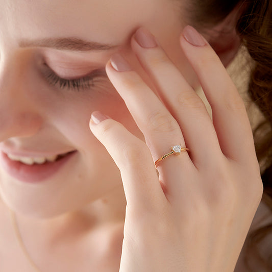 Half Bezel & Claw Prong Set Smallitaire Trillion Shape Diamond Ring - MH