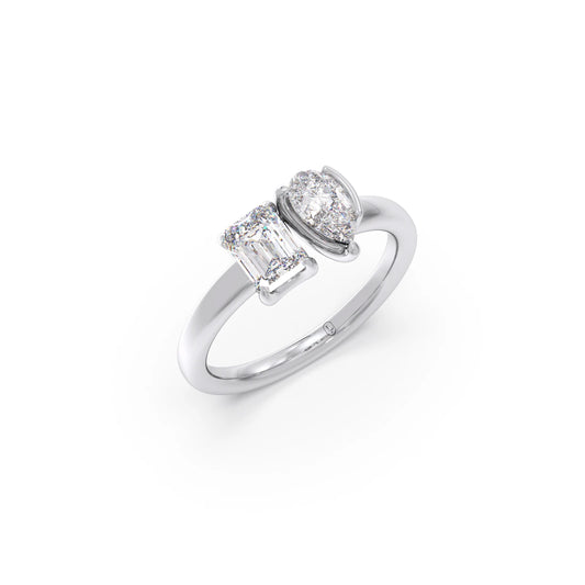 Pear & Emerald-Cut Solitaire Ring - White
