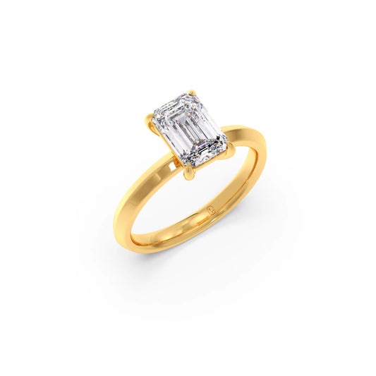 2 ct Classic Emerald Cut Solitaire Ring - Yellow
