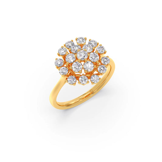 Round Diamond Cluster Ring - Yellow