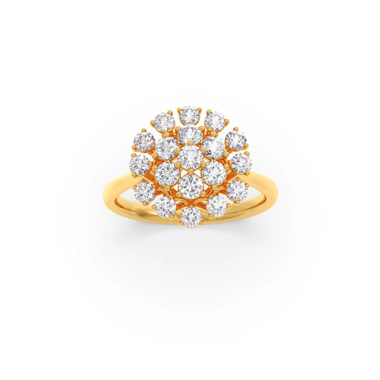 Round Diamond Cluster Ring - Yellow