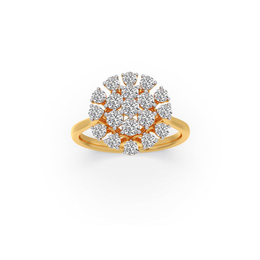 Round Diamond Cluster Ring - Yellow
