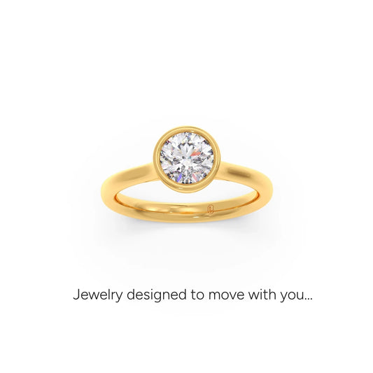1 Ct Round Brilliant Cut Solitaire Ring - Yellow