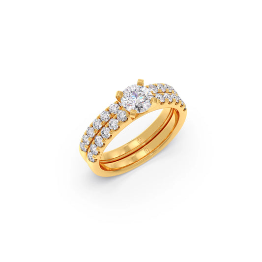 Round Cut Stackable Diamond Wedding Ring - Yellow