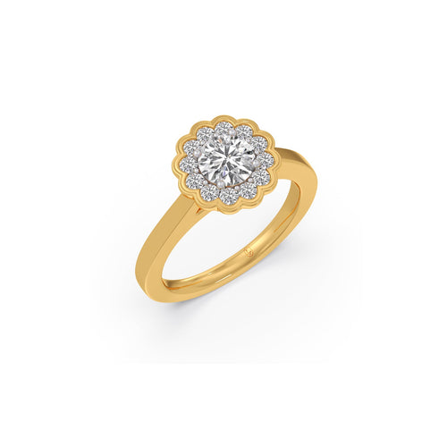Round Solitaire with Accent Diamonds Ring