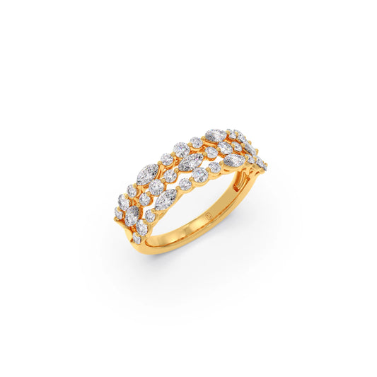 Marquise & Round Diamond Cluster Ring - Yellow