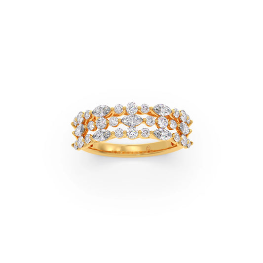 Marquise & Round Diamond Cluster Ring - Yellow