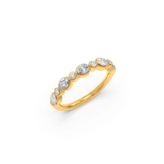 Round and Oval Diamond Half Eternity Band - Yellow