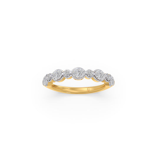 Round and Oval Diamond Half Eternity Band - Yellow