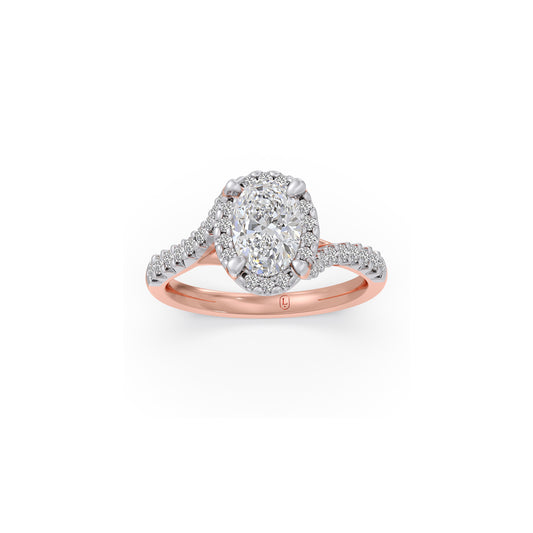 Oval Center Halo Diamond Engagement Ring - Rose