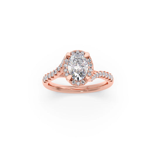Oval Center Halo Diamond Engagement Ring - Rose