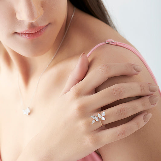 Floral Pear Diamond Ring - MQ