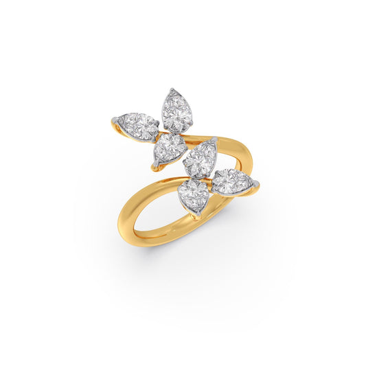 Floral Pear Diamond Ring - Yellow