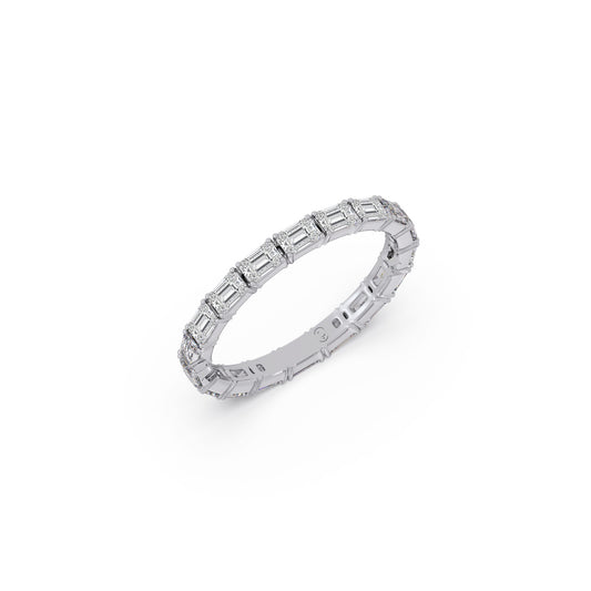 Emerald Cut Diamond 1.45ct Eternity Band - White