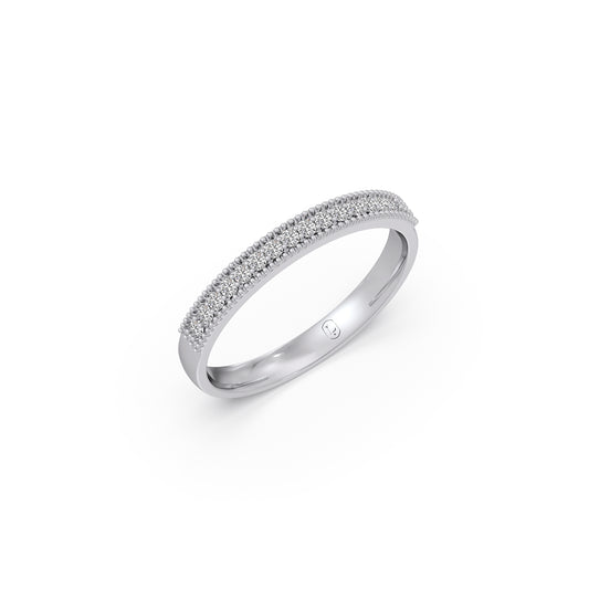 0.16 ct Milgrain Round Diamond Half Eternity Band - White