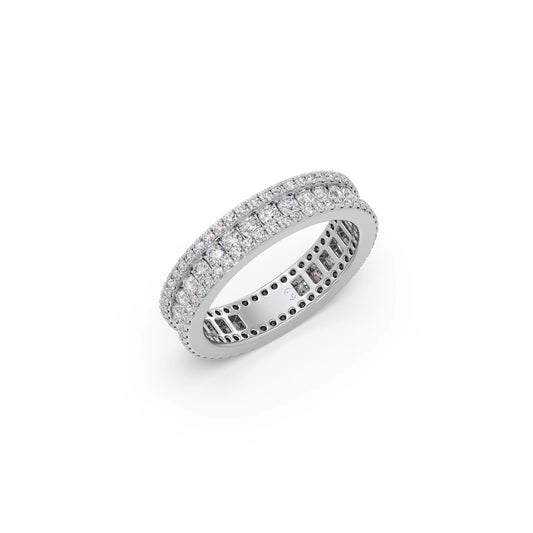 Round Microplate Prong Diamond Eternity Band 1.35CT - White