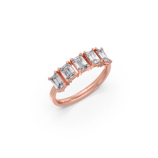 1.25ct Half Eternity Emerald Diamond Eternity Band - Rose
