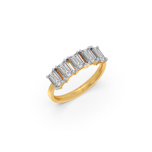 1.25ct Half Eternity Emerald Diamond Eternity Band - Yellow