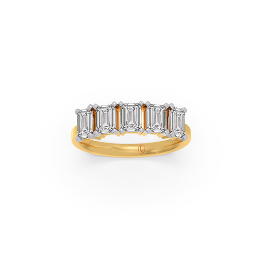 1.25ct Half Eternity Emerald Diamond Eternity Band - Yellow
