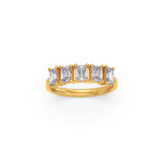 1.25ct Half Eternity Emerald Diamond Eternity Band - Yellow
