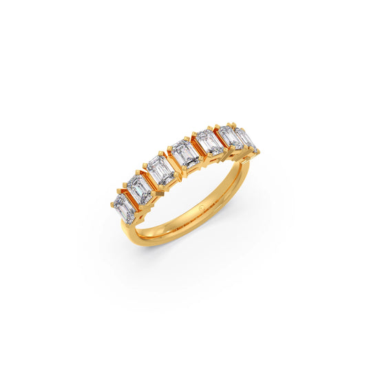 0.97ct Half Eternity Emerald Diamond Band - Yellow