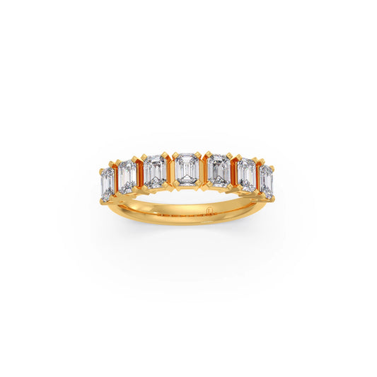 0.97ct Half Eternity Emerald Diamond Band - Yellow