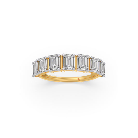 1.71ct Half Eternity Emerald Diamond Band - Yellow